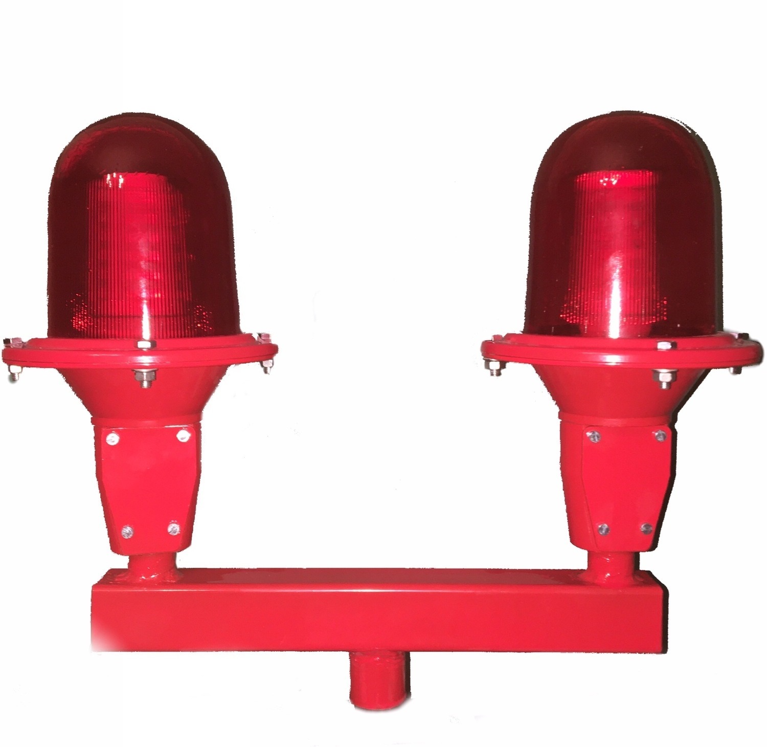 Сдвоенный Светодиодный заградительный огонь малой интенсивности 2xСДЗ0-05-1&gt;35кд, тип «B», 220V AC, IP65. Красное стекло